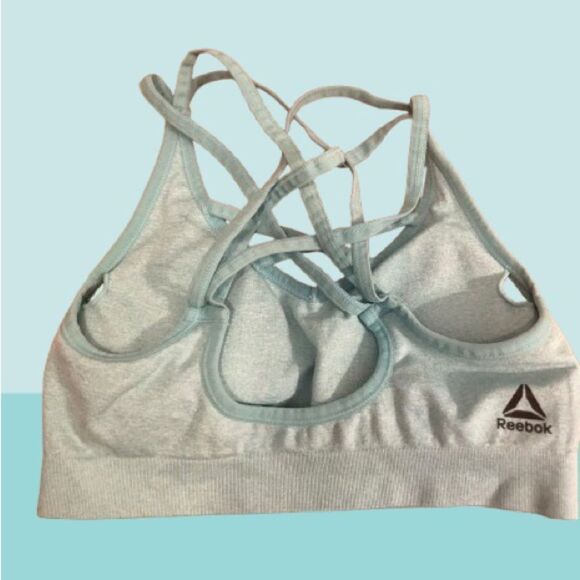Reebok Blue Strappy Sports Bra with Crisscross Design NWOT - Picture 1 of 3